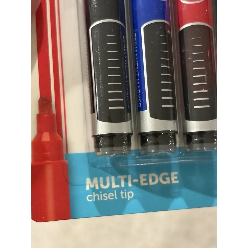 Office Depot Permanent Markers chisel tip clear barrel pack of 6 NEW Free Ship